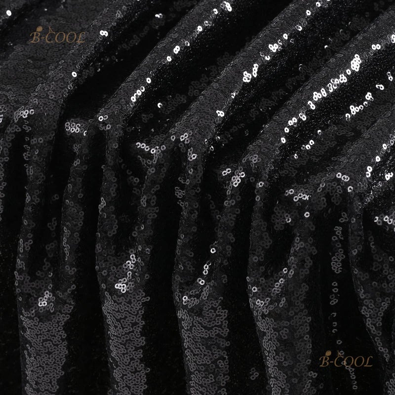 B.Cool B-COOL 60x102-inch Black Sequin Table Linens Halloween Tablecloth Seamless Glitter Tablecloth Wedding Sequin Tablecloth - Image 5
